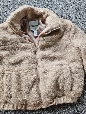 RSQ Plush Teddy Zip Jacket in Blush Taupe